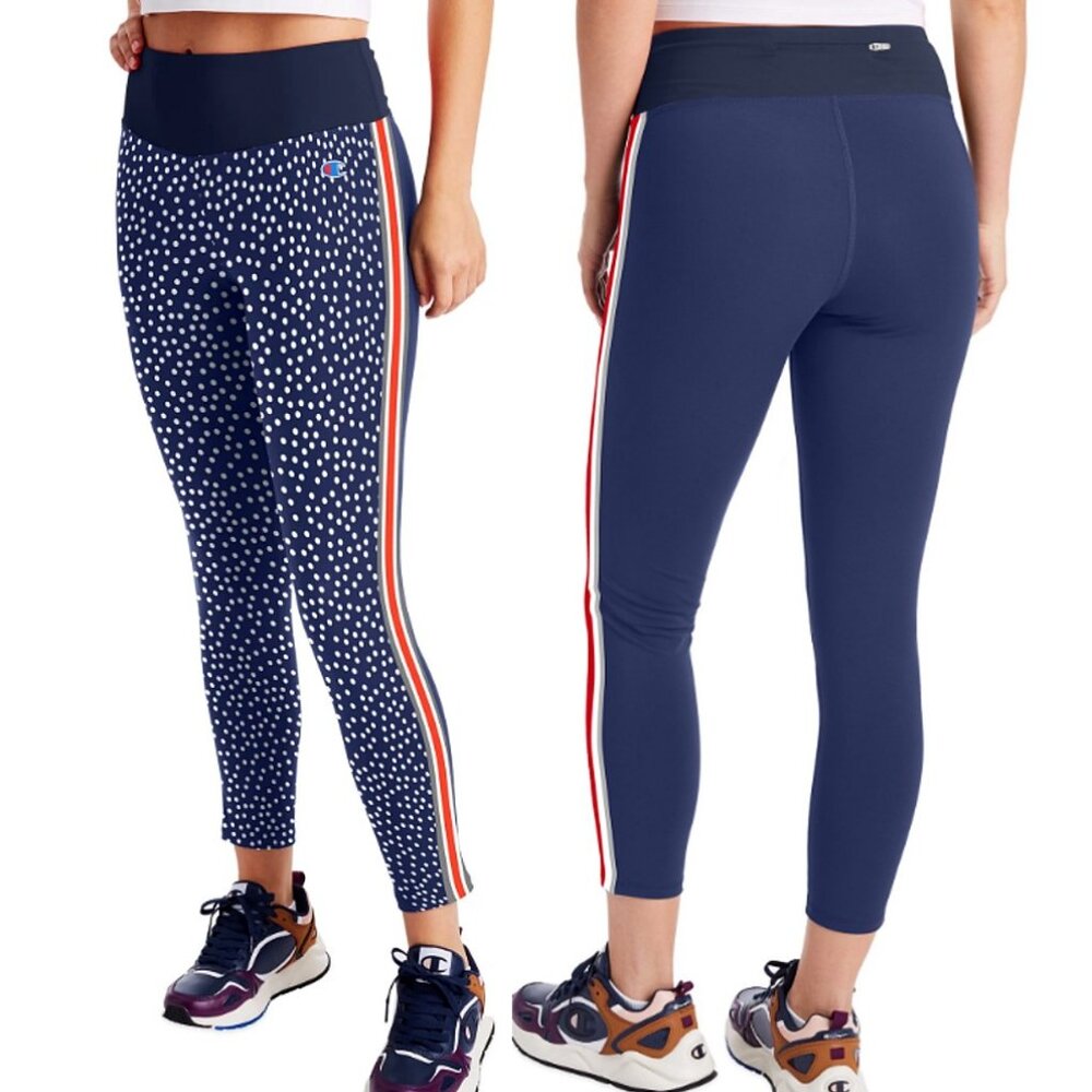 Champion Women's Sport High-Rise Tight C Dot Print Scatter/Athletic Navy Small - Picture 3 of 15
